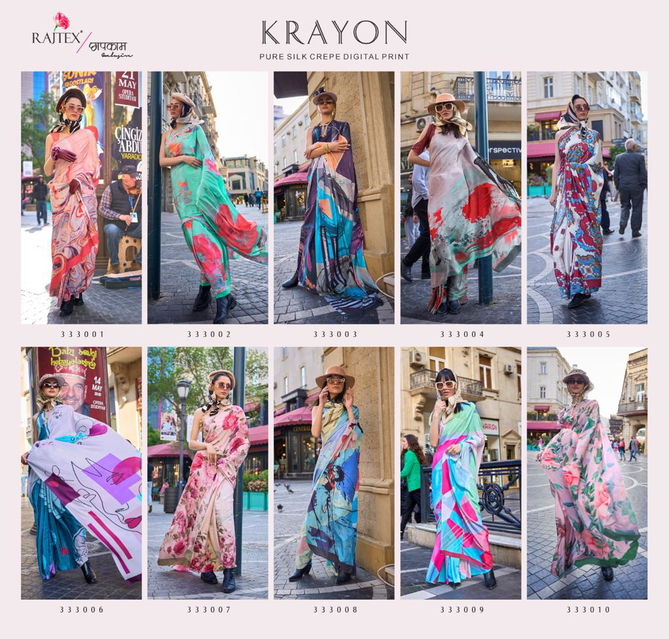 Krayon By Rajtex Crepe Silk Digital Printed Designer Saree Catalog